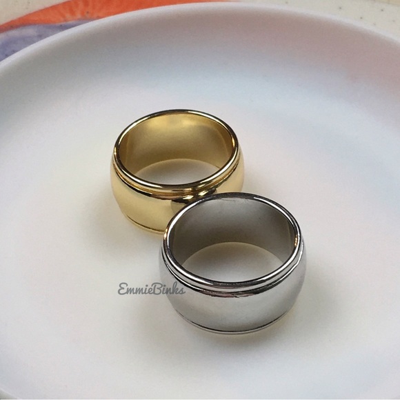 New Wide Band Smooth Polish Silver Gold Copper Band Ring /Chunky Cigar Band Ring - Picture 14 of 16